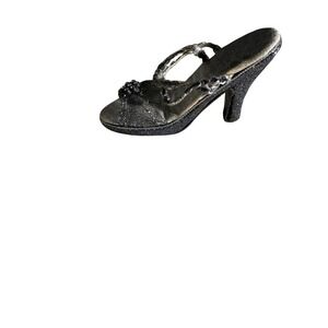 Vintage Fete Evening Shimmer Miniature Shoe Figurine 1999 Black Silver elegant